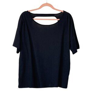 NEW Fabletics Black Big Keyhole Back Short Sleeve Tee Sz. L